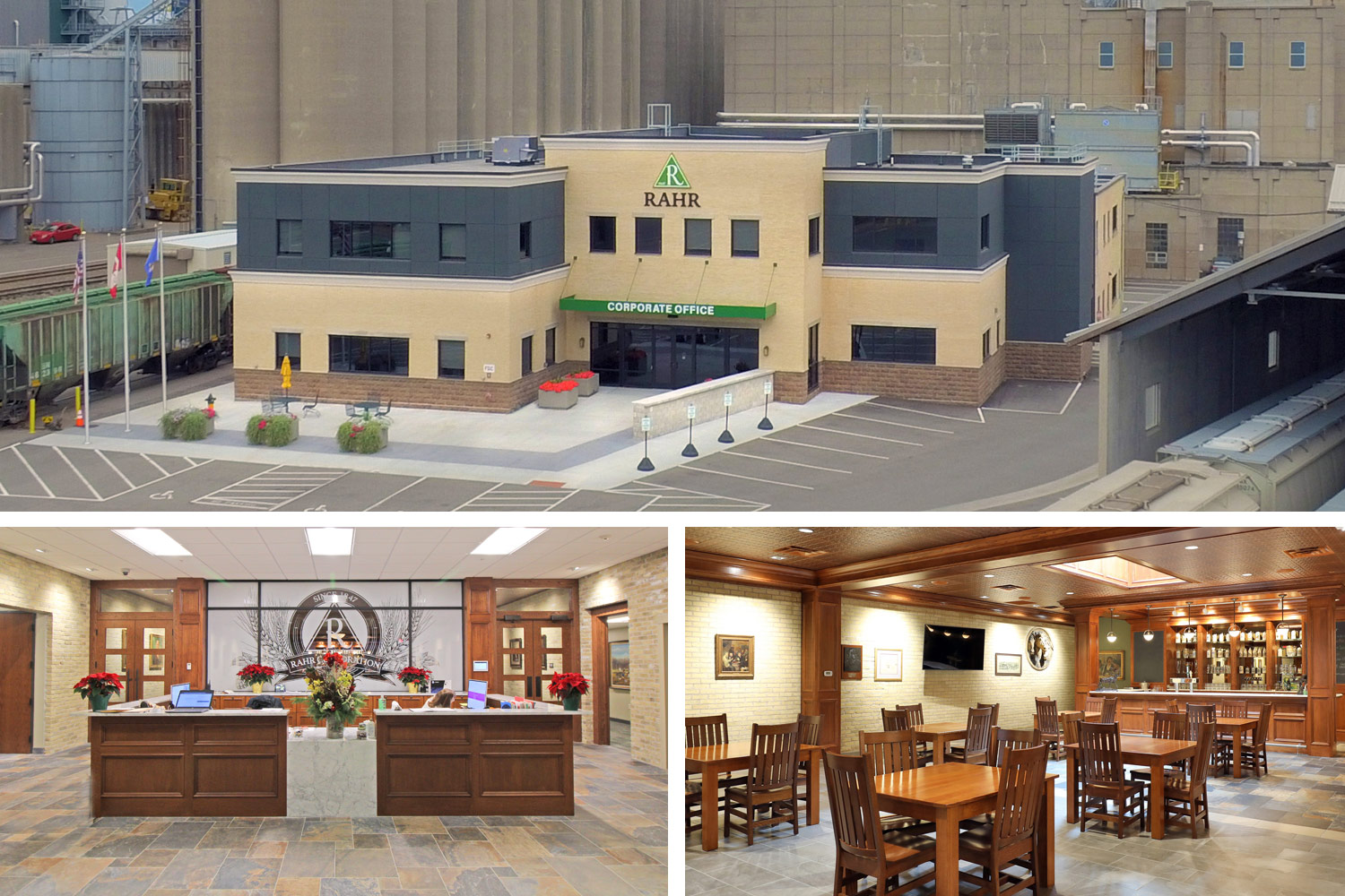 Collage of photos showing Rahr Corporate Office Expansion project