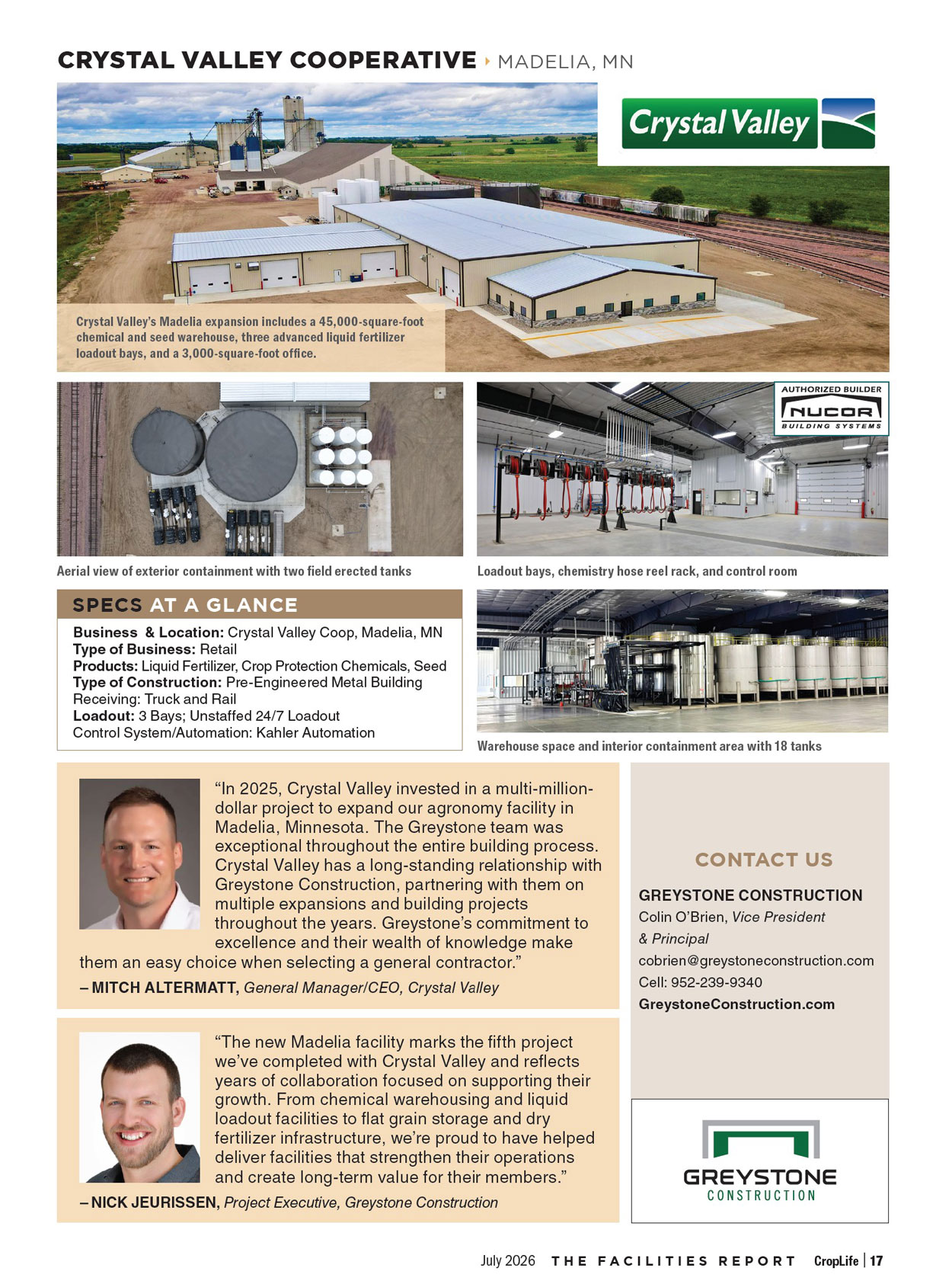 Croplife Facilities Report featuring Crystal Valley Cooperative, Madelia, Minnesota