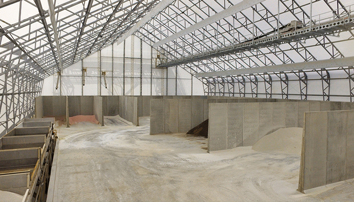 dry fertilizer storage fabric building bins