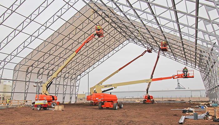 dry fertilizer storage fabric building construction