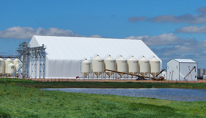 dry fertilizer storage fabric building
