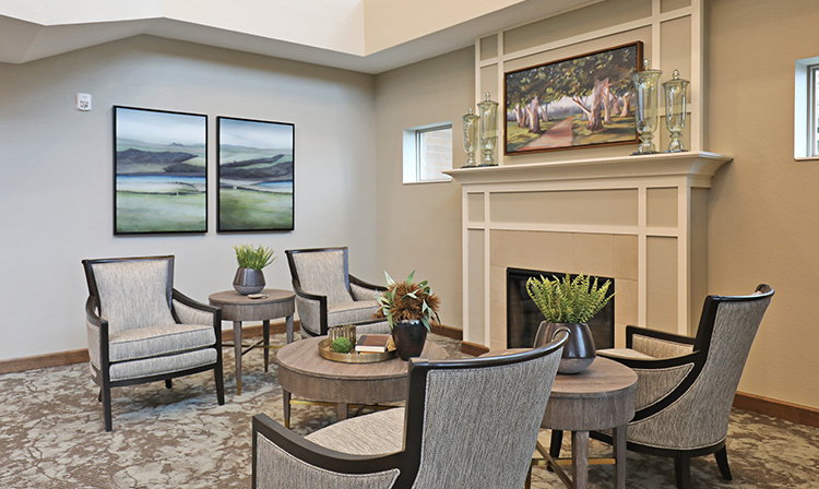 Lobby inside Brentwood Terrace Independent Senior Living Facility