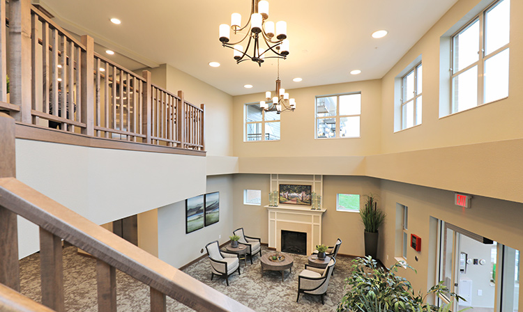 Lobby inside Brentwood Terrace Independent Senior Living Facility