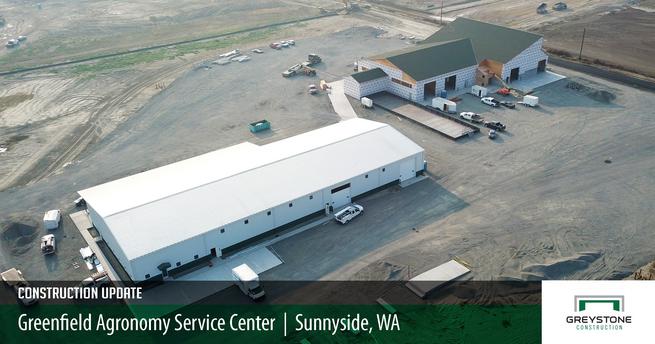 Construction update on the greenfield agronomy service center in Sunnyside, Washington