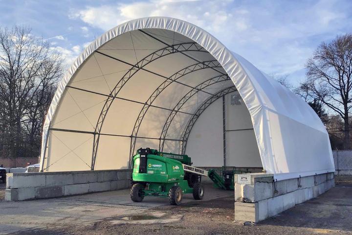 Salt storage shed fabric building in Maryland Salt storage shed fabric building in Maryland