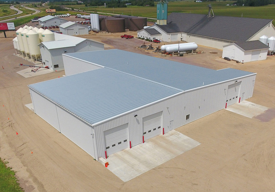 Aerial view Crystal Valley Coop bulk chemical warehouse and liquid loadout facility in Janesville, MN